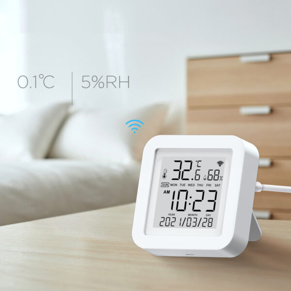 Smart WiFi Termometer med Luftfuktighetsmåler – App, LCD-skjerm og Smart Home-støtte